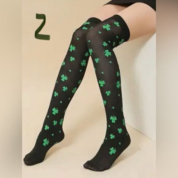 OVER THE KNEE SHAMROCK SOCKS - Picture 2 of 3
